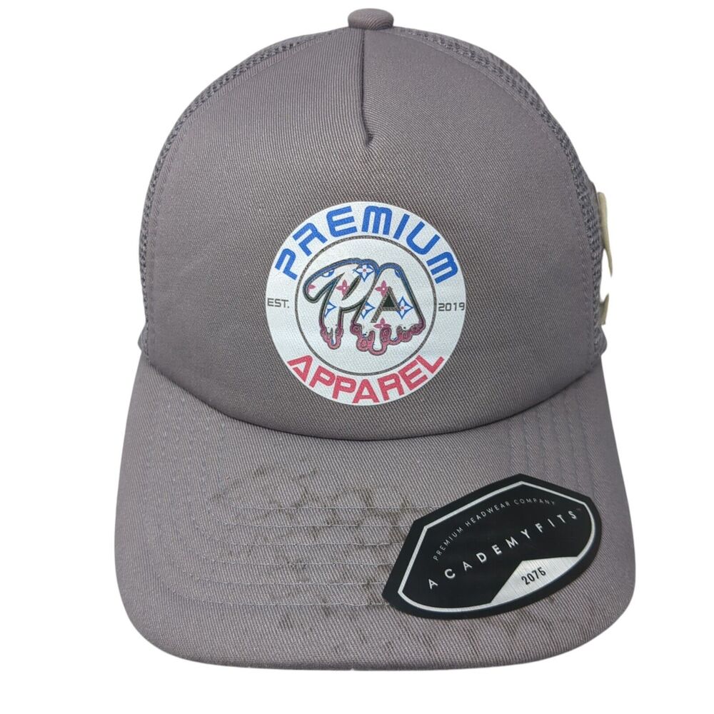 Premium Apparel Snapback Trucker Hat Gray One Size Academy Fits W/Tags